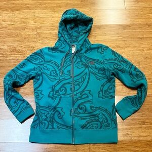 The North Face Turquoise Blue & Black Full Zip Hoodie w pockets. Women's Medium